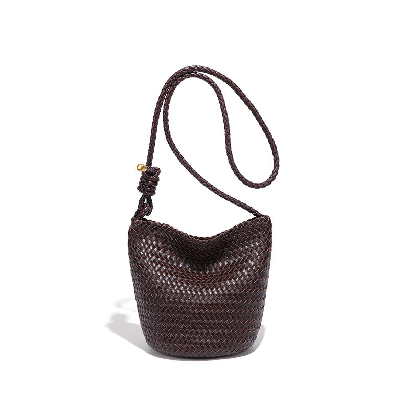 Women's French Style Retro Hand-woven Large Capacity Bucket Bags