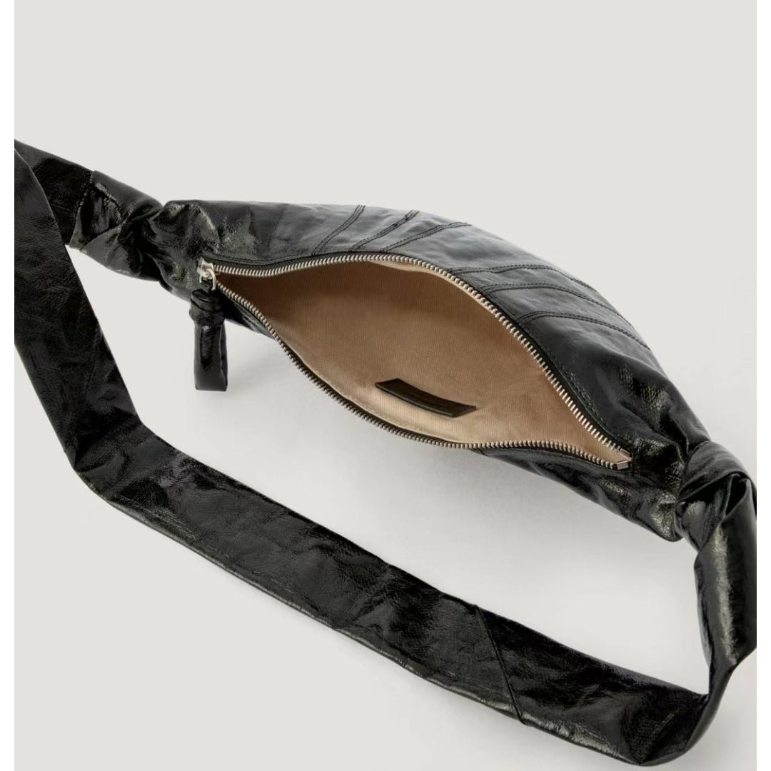 Croissant Design Tribute Texture Genuine Leather Crossbody Bags