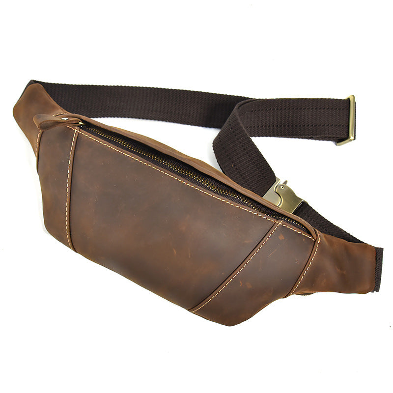 Women's & Men's & Horse Leather Genuine Blue Black Men's Chest Bags