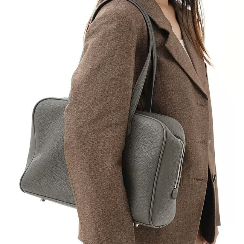 Layer Cowhide Victoria Boston Large Capacity Handbags