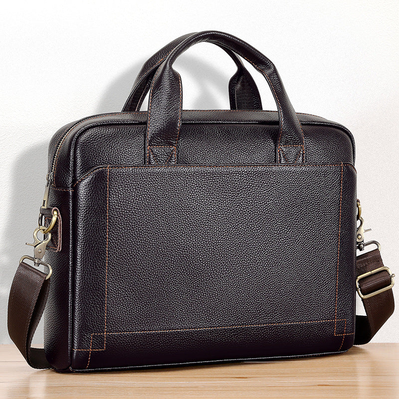 Men's Slouchy Top Layer Cowhide Business Men's Briefcases