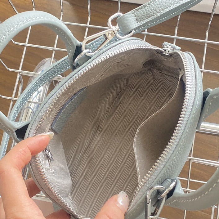 Women's Genuine Leather Shell Niche Simple Bowling Handbags