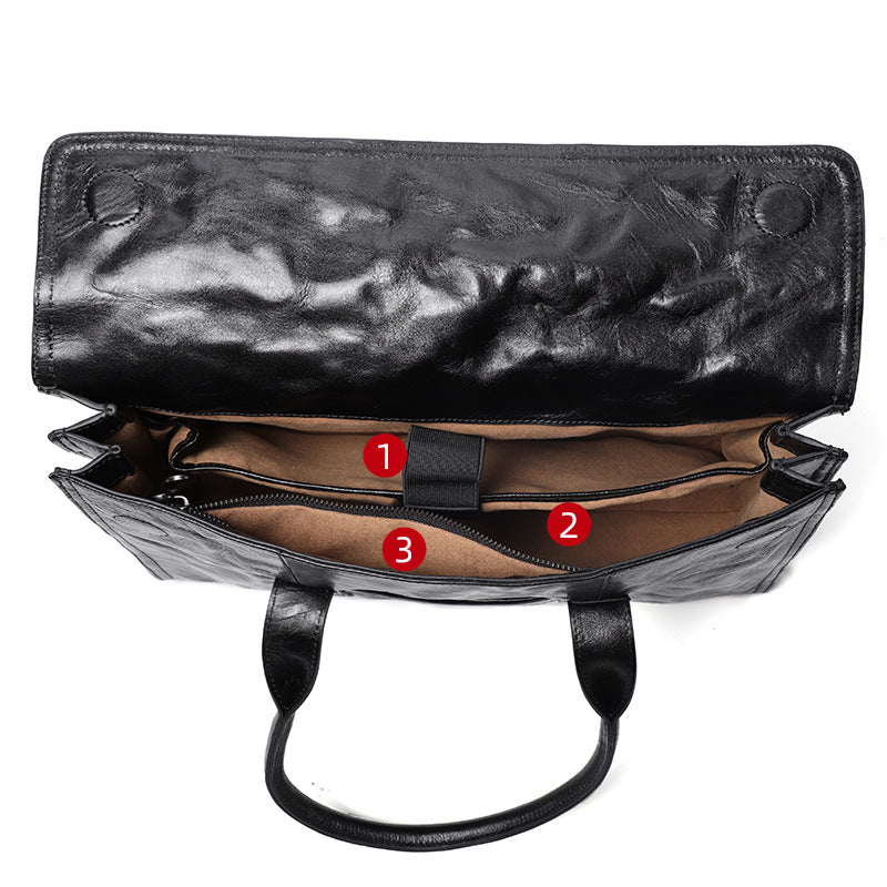 Men's Live Broadcast First Layer Cowhide Hand Men's Briefcases