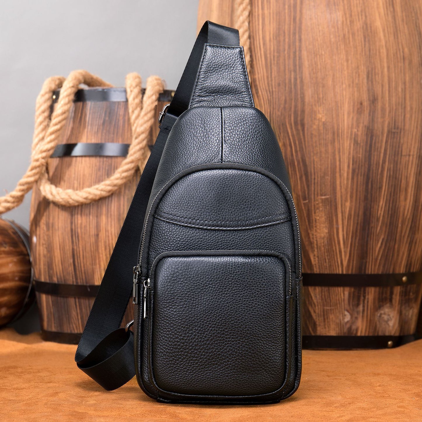 Men's Classic Leather Cowhide Crocodile Pattern Bags
