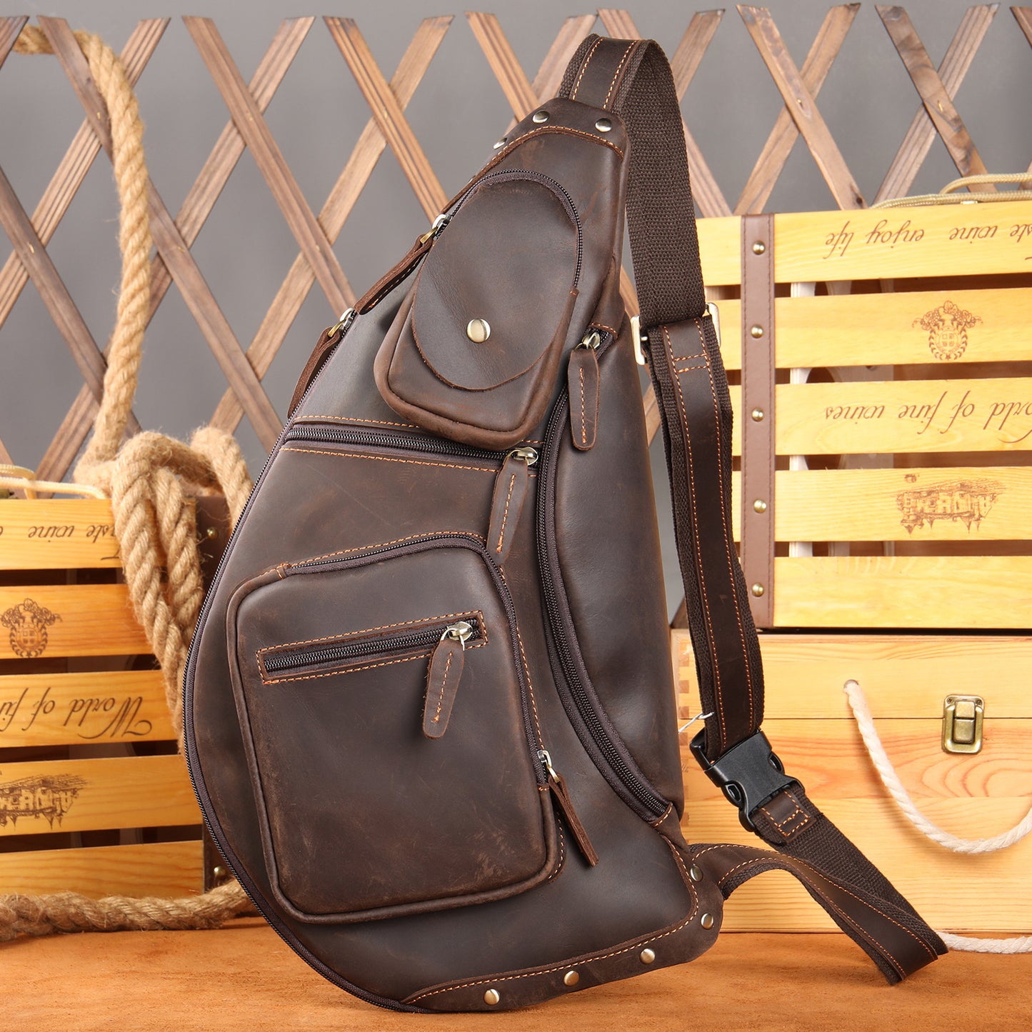 Leather Versatile Large Capacity Crazy Horse Men's Messenger Bags