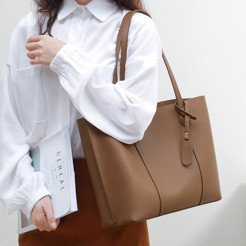 Women's Summer Capacity Genuine Leather High Sense Tote Bags
