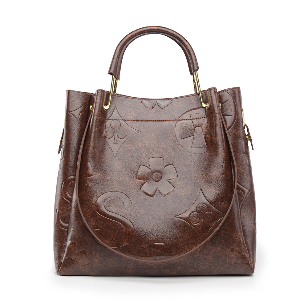 Women's Large Capacity High Sense Retro Embossing Bags