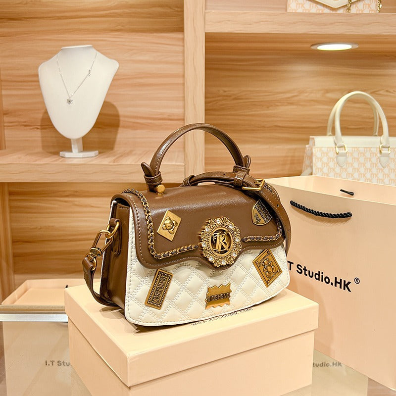 Women's Genuine Leather Simple Fashionable Diamond Quilted Bags