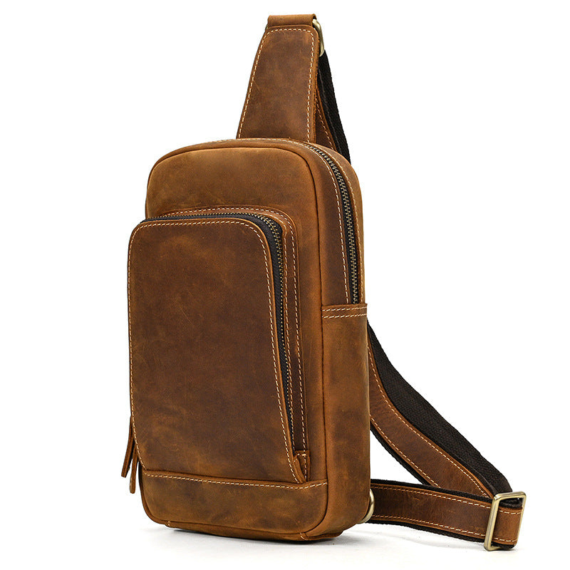 Crazy Horse Leather Genuine First Layer Men's Chest Bags