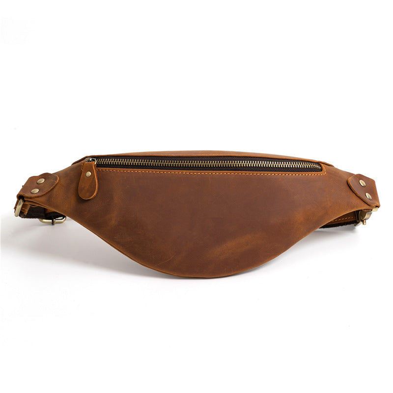Men's Cowhide Leather Fashion Soft Trendy Sport Men's Waist Packs