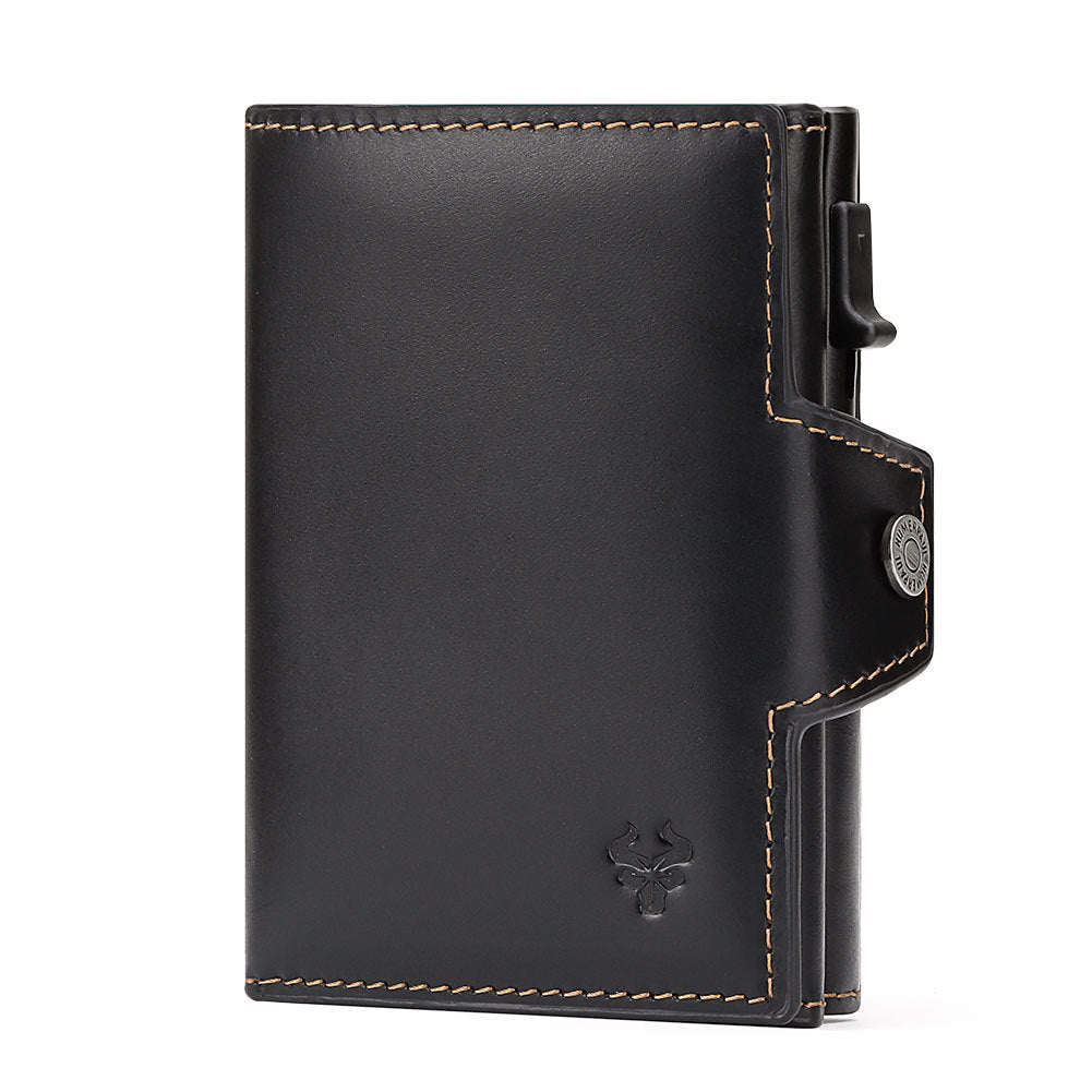 Crazy Horse Leather Pocket Automatic Delivery Card Holder