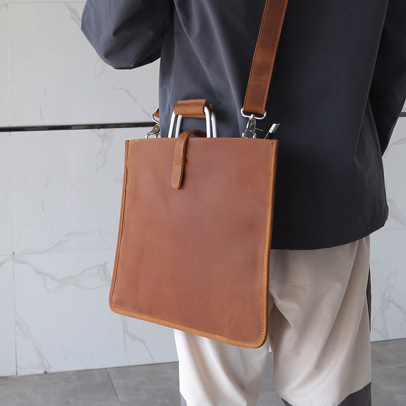 Men's Leather Genuine File First Layer Cowhide Men's Handbags