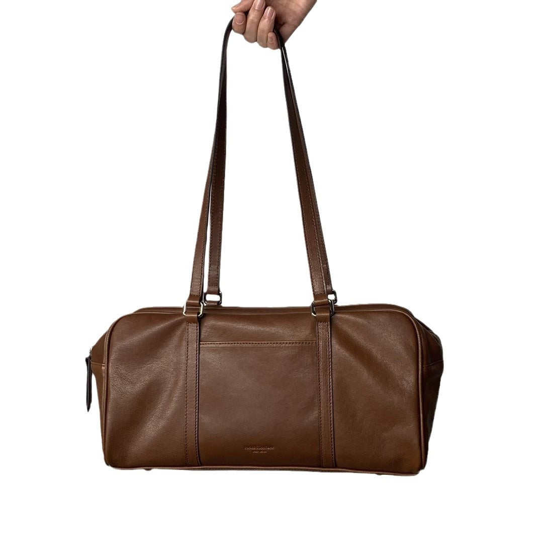 Women's Classy Niche Textured Cowhide Glossy Tote Bags