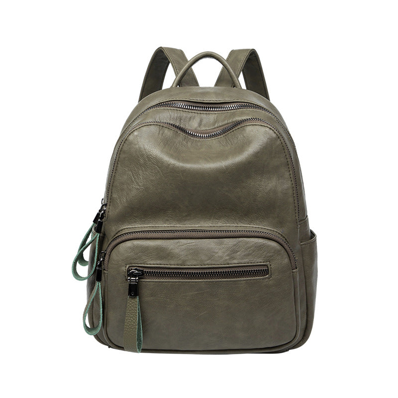 Women's Leather Fashionable Simple Texture Soft Lightweight Backpacks
