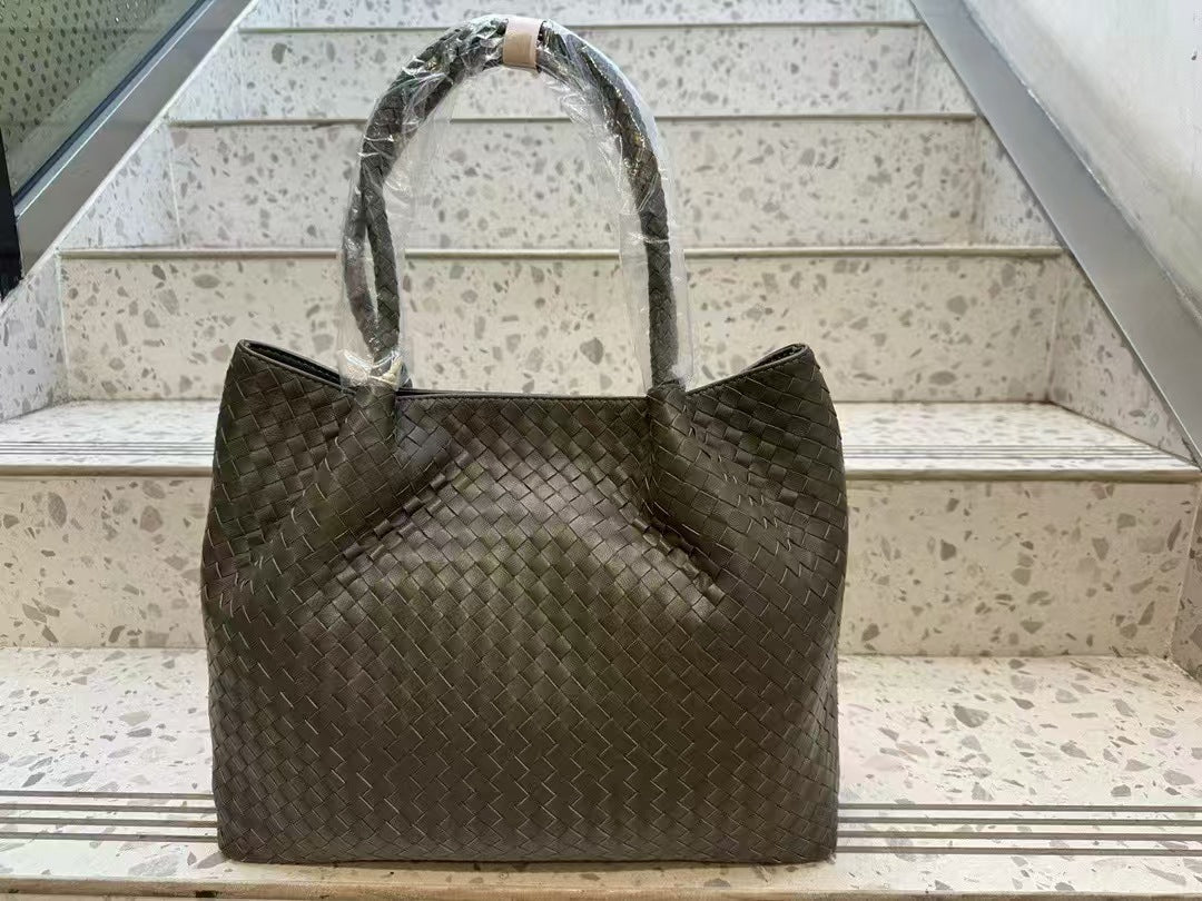 Women's Genuine Leather Trendy Hand-woven Combination Shoulder Bags