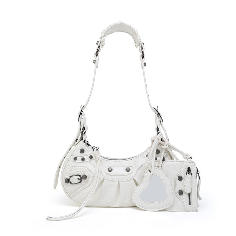 Motorcycle Three-in-one Crocodile Rivet Underarm Selenodont Shoulder Bags