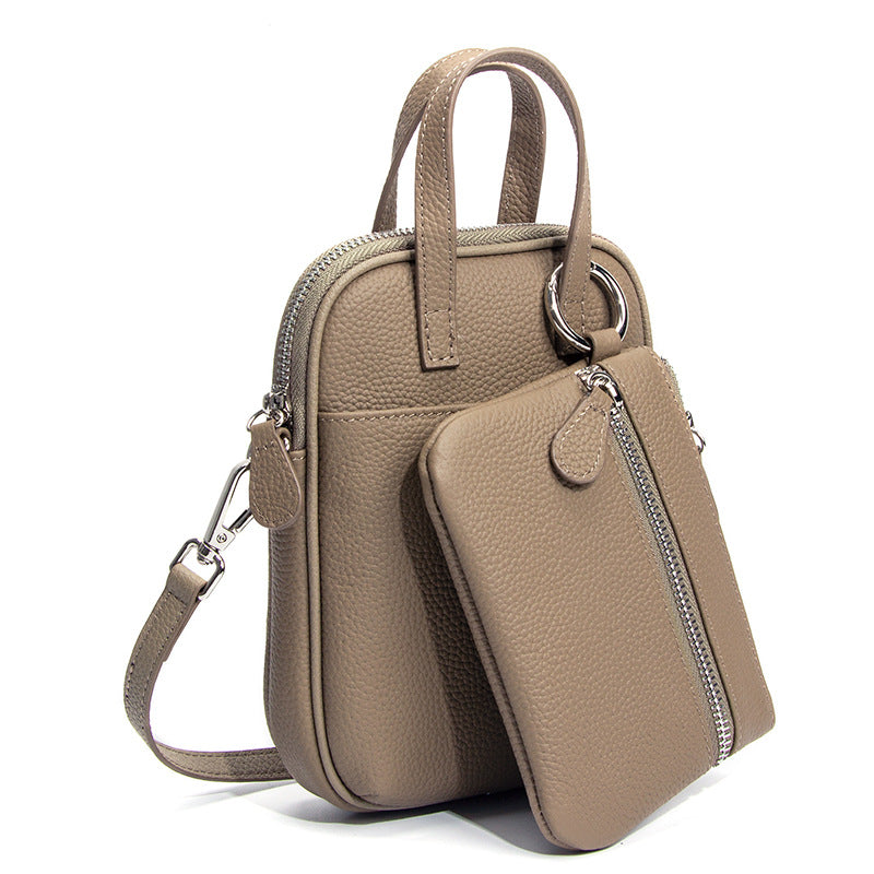 Women's Large Capacity Vertical Genuine Leather Niche Phone Bags