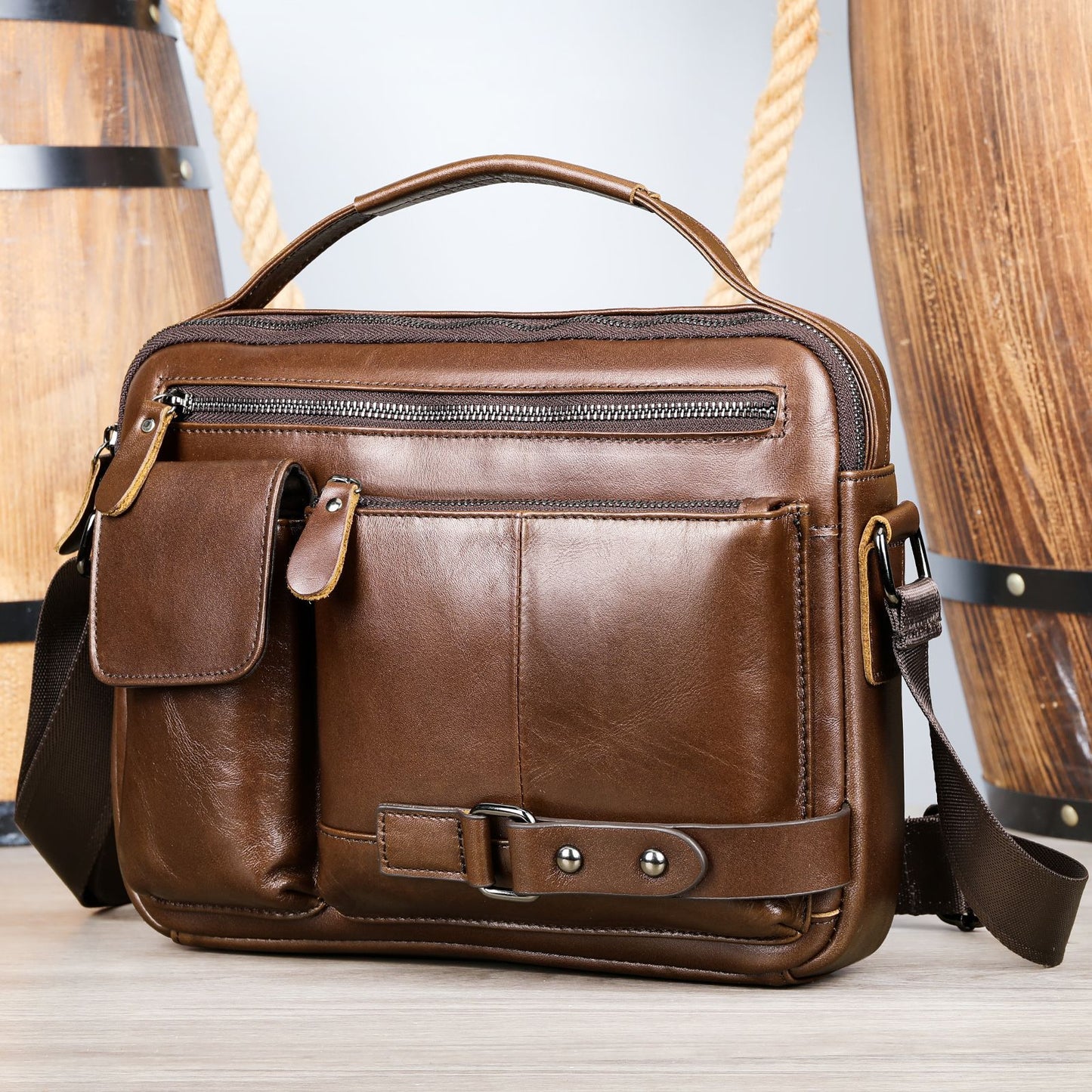Leather Retro Oil Wax Skin Cowhide Men's Messenger Bags
