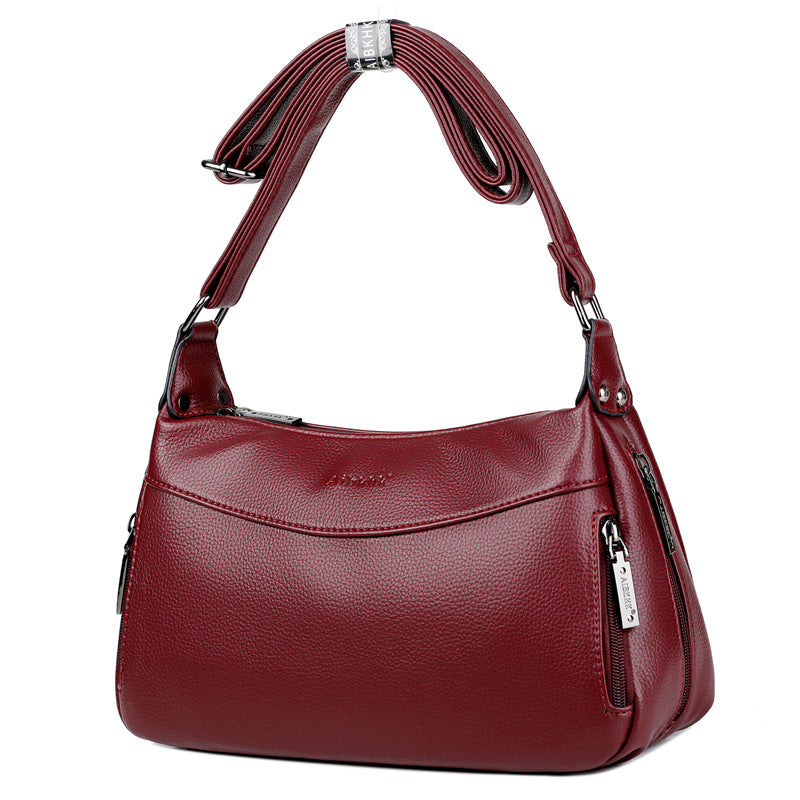 Women's Simple Elegant Mother Large Capacity Soft Leather Crossbody Bags