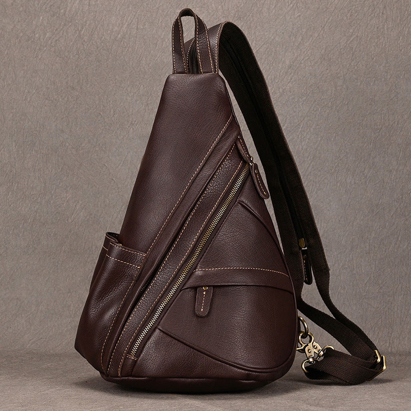 Men's Classy Vintage Leather Vegetable Tanned Men's Chest Bags