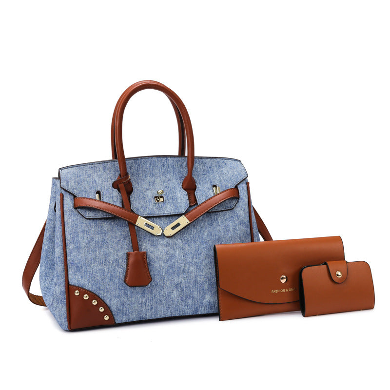 Women's Large Capacity One Contrast Color Commuting Shoulder Bags