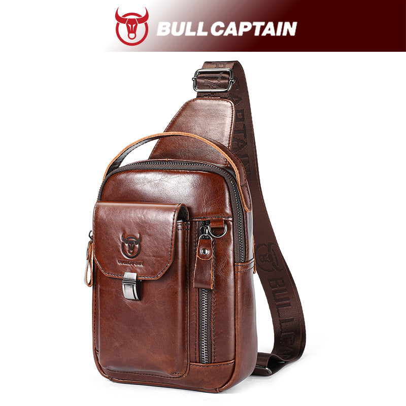 Men's Bull Captain Large Capacity Genuine Leather Phone Bags