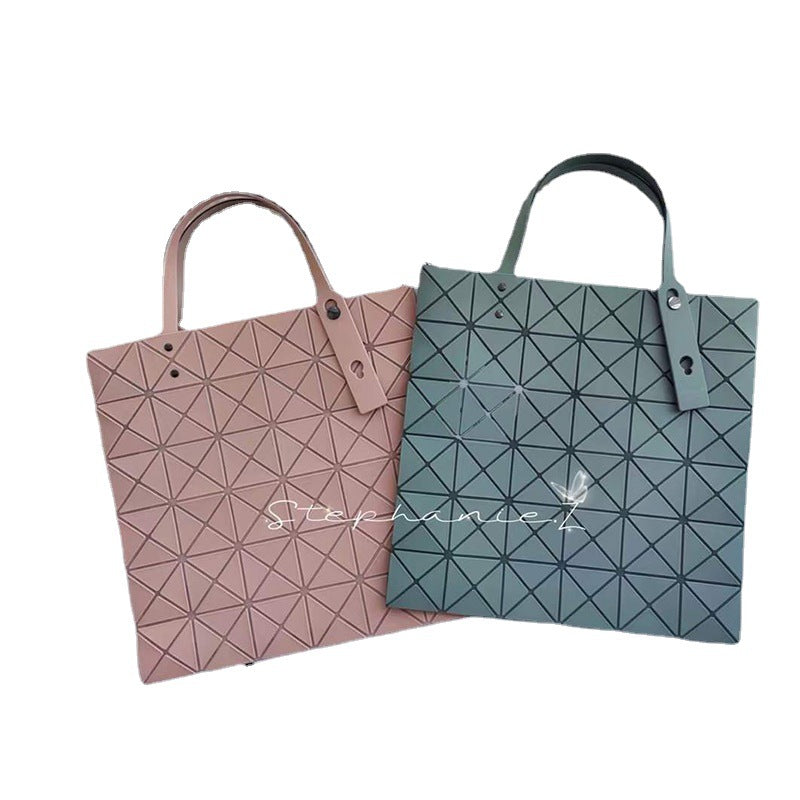 Women's Summer Grid Frosted Same Background Color Rhombic Shoulder Bags