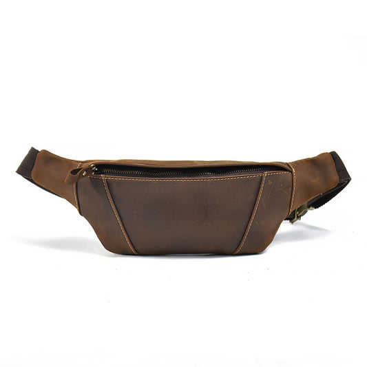 Women's & Men's & Horse Leather Genuine Blue Black Men's Chest Bags