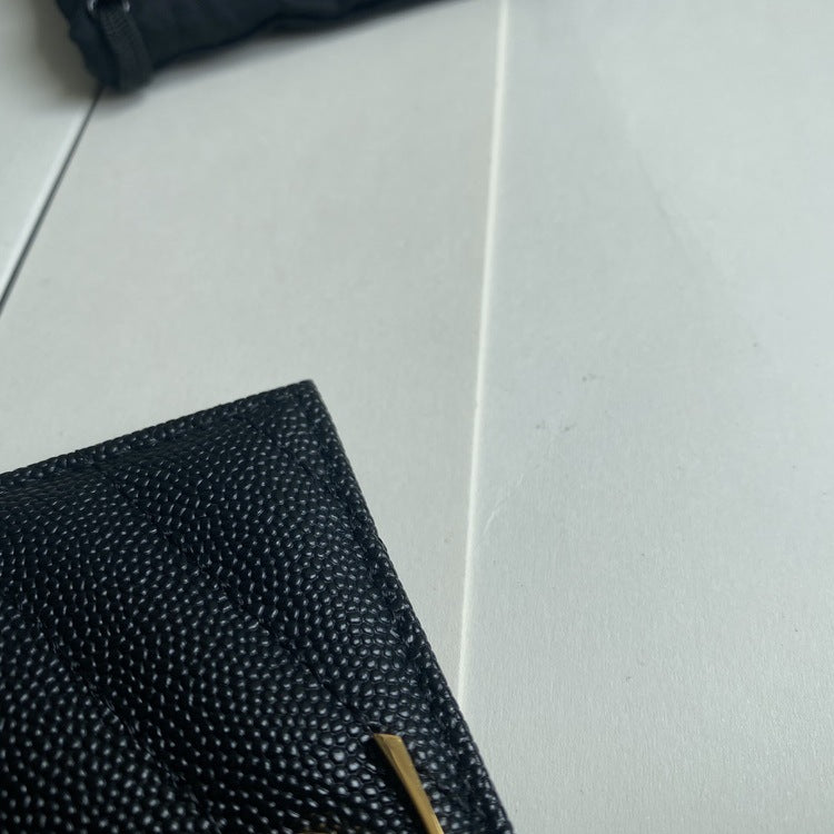 Women's Caviar V Pattern Rhombus Genuine Leather Card Holder