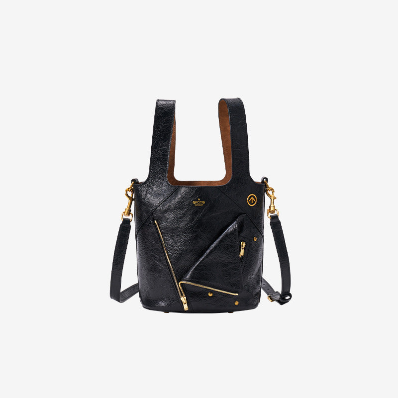 Leather Lapel Vegetable Basket Retro Large Handbags