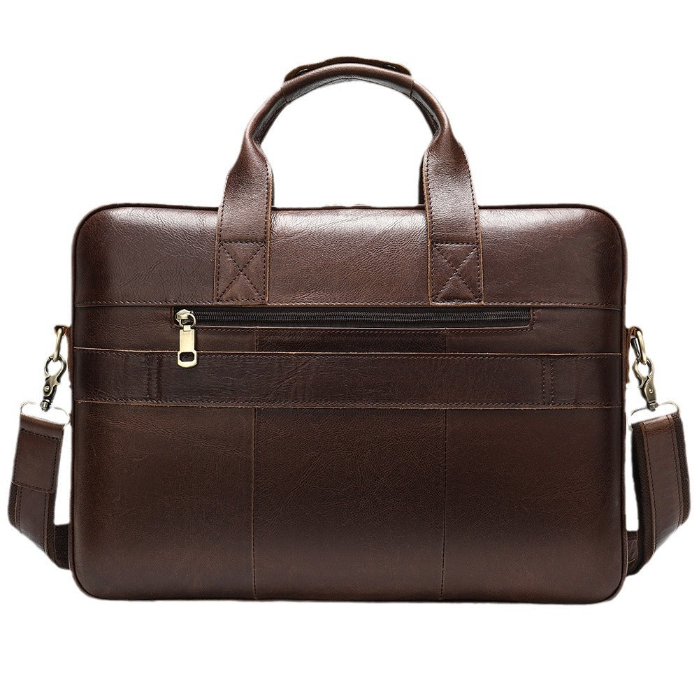 Men's Horizontal Large Capacity Portable Computer Cowhide Bags