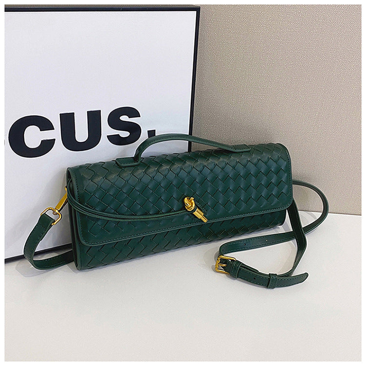Hand-woven Soft Leather Dinner Baguette File Crossbody Bags