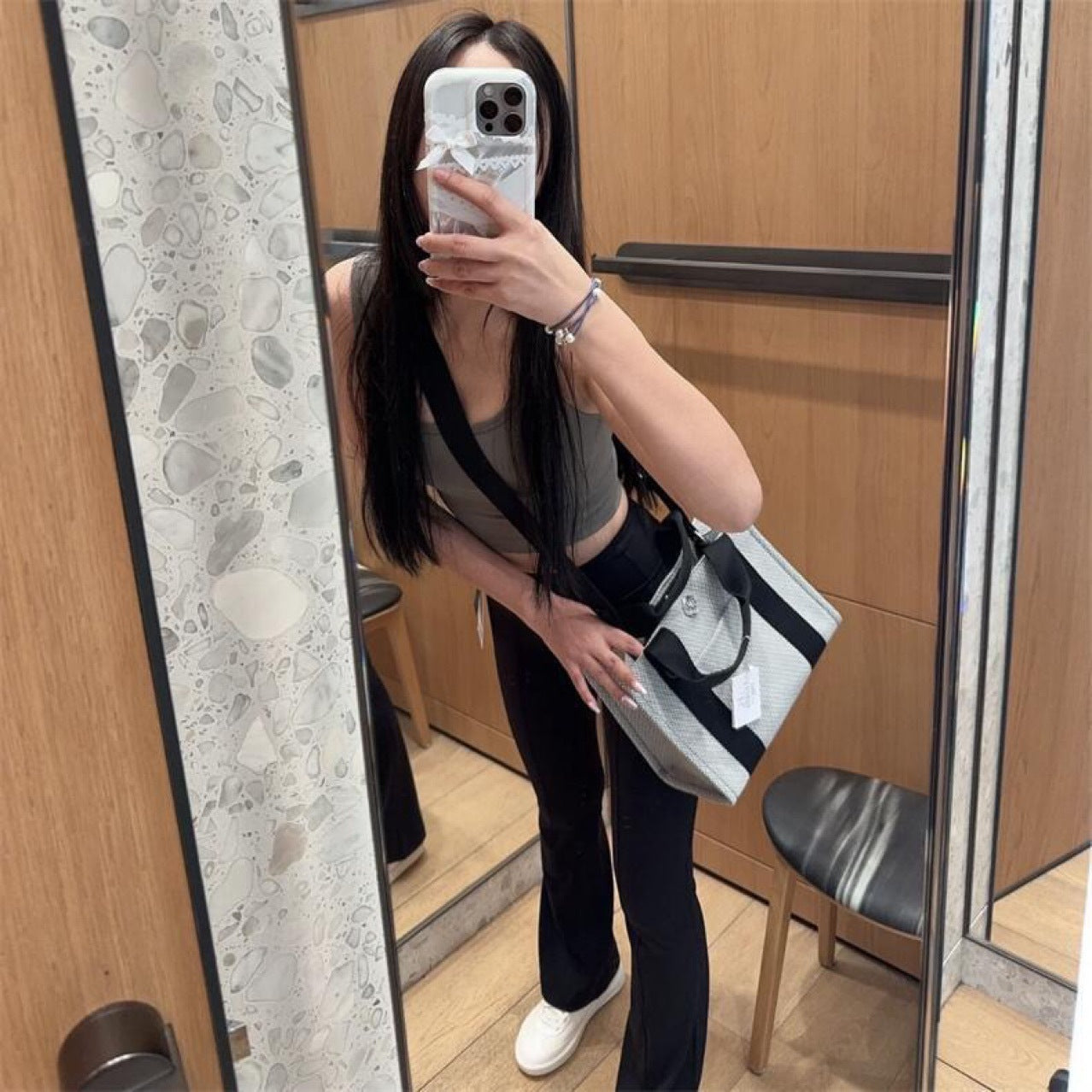 Women's Two-color Canvas Vanity Mummy Portable Large Tote Bags