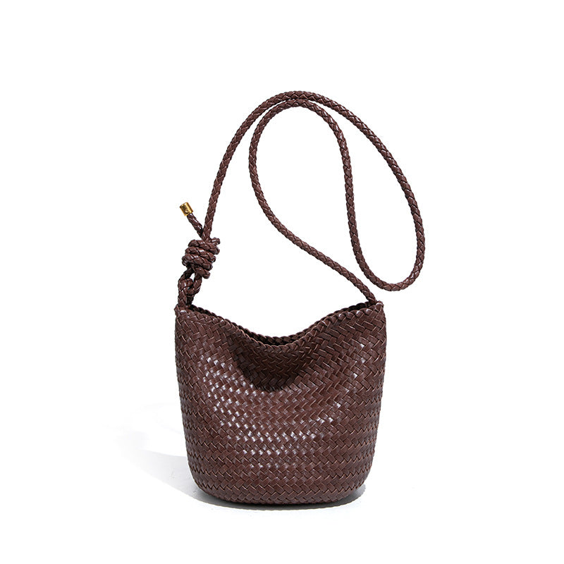 Women's French Style Retro Hand-woven Large Capacity Bucket Bags