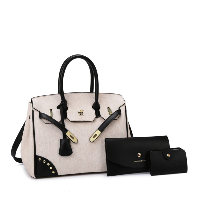 Women's Large Capacity One Contrast Color Commuting Shoulder Bags