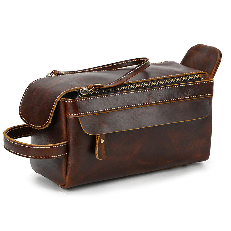 Women's & Men's & Real Leather Toiletry Retro Crazy Men's Handbags