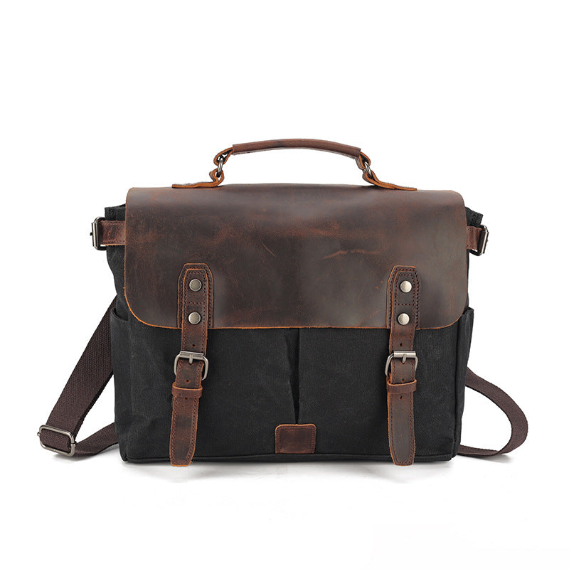 Men's Vintage Oil Wax Canvas With Crazy Men's Shoulder Bags