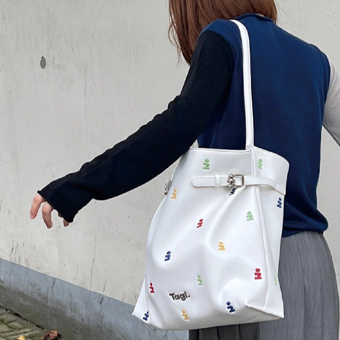 Women's Design Imagination Clasp Canvas Denim Portable Tote Bags