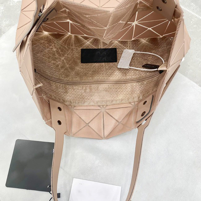 Women's Summer Grid Frosted Same Background Color Rhombic Shoulder Bags