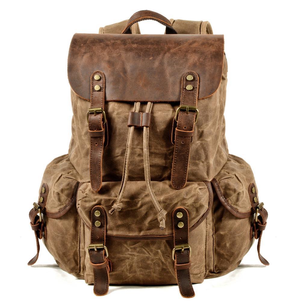 Men's Korean Style Households Waterproof Oil Wax Backpacks