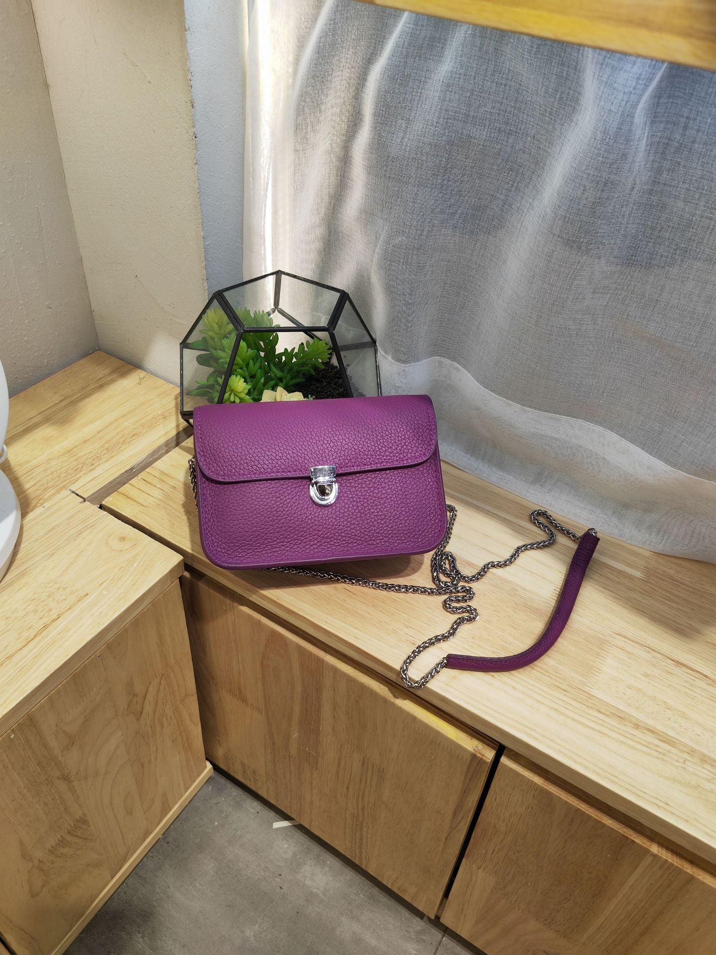 Women's Lychee Pattern Fashion Top Layer Cowhide Shoulder Bags