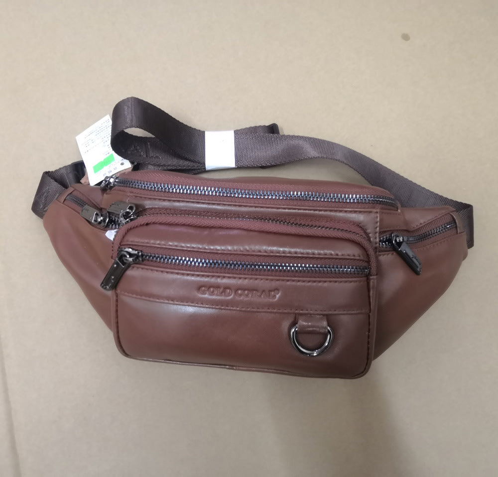 Men's Coral First Layer Cowhide Genuine Leather Men's Waist Packs