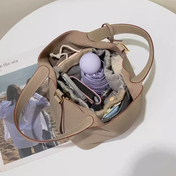Women's Vegetable Basket Genuine Leather Autumn Bucket Bags