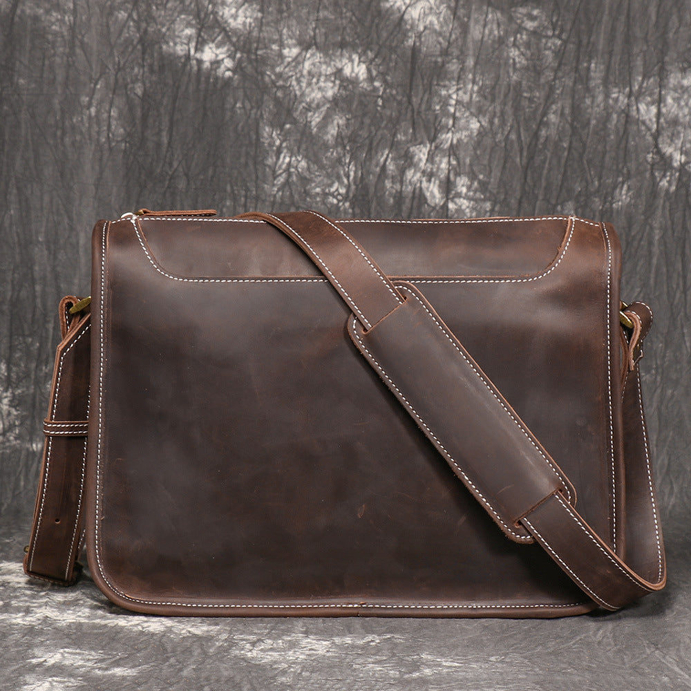 Women's & Men's & Crazy Horse Leather Retro Genuine Men's Shoulder Bags