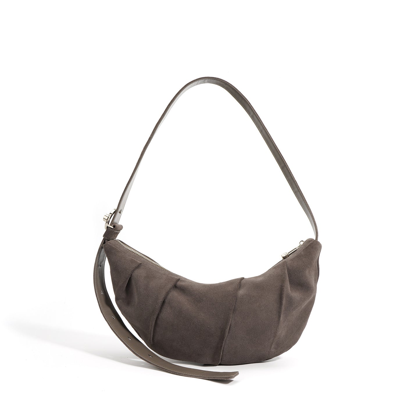 Women's Minimalist Style Textured Cowhide Consecrated Croissant Leisure Commute Shoulder Bags