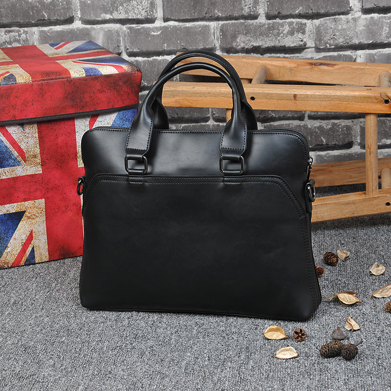 Men's Crazy Horse Leather Horizontal Retro Business Men's Handbags