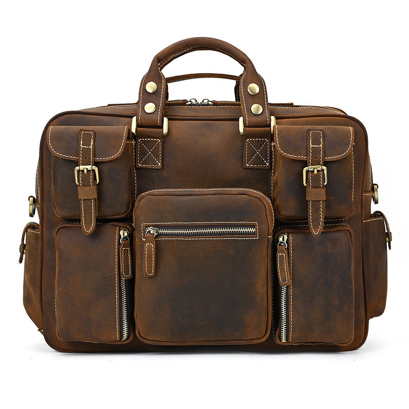 Men's Crazy Horse Leather Retro Top Layer Men's Briefcases