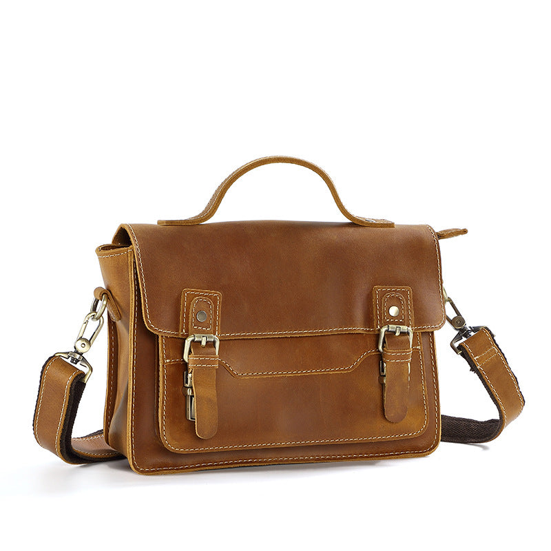 Men's Crazy Horse First Layer Cowhide Personalized Men's Handbags
