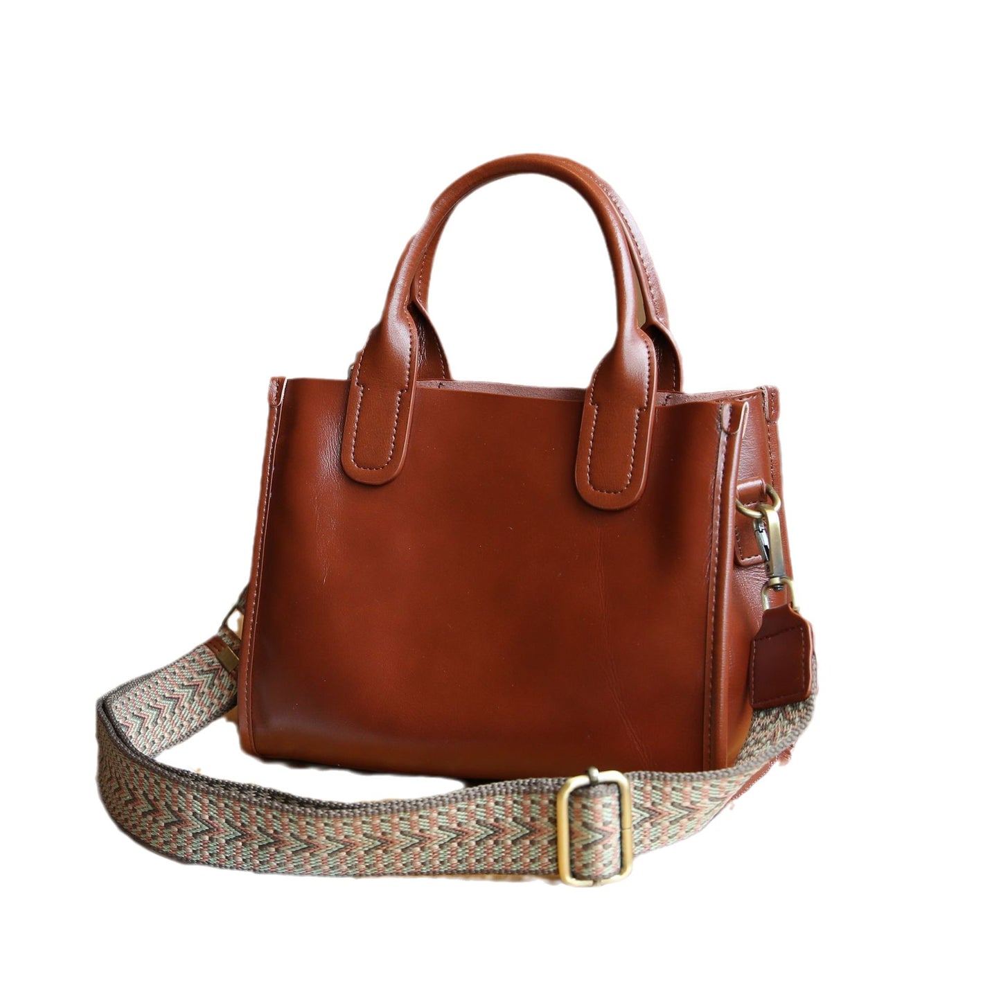 Women's Vegetable Tanned Leather Cow Portable Lady's Shoulder Bags