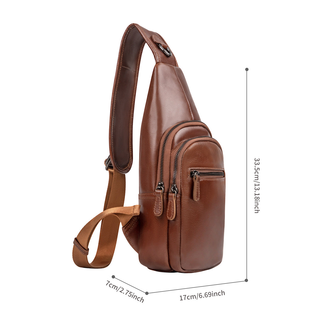 Men's Fashion Simple Leather Large Capacity Men's Chest Bags